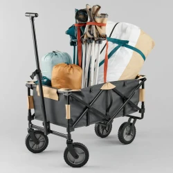 CampGear Wagon Trolley – Multi-Function with Foldable Table (Beige/Green) – Limited Offer!